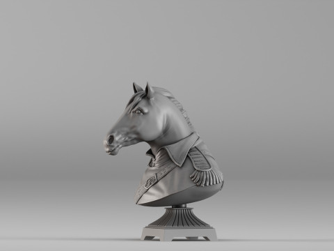 S00060 At Büstü Heykeli 3D Baskı Modeli