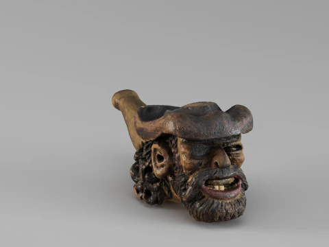 S00050 Vintage Carved Pipe 3D Model