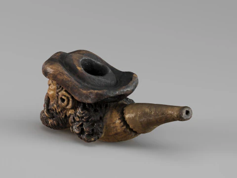 S00050 Vintage Carved Pipe 3D Model