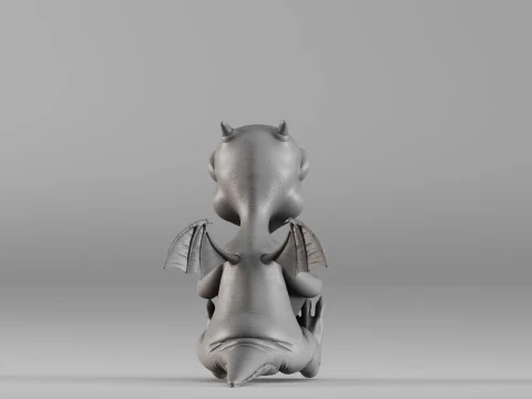 S00032 Cute Baby Dragon with Apple 3D Print Model