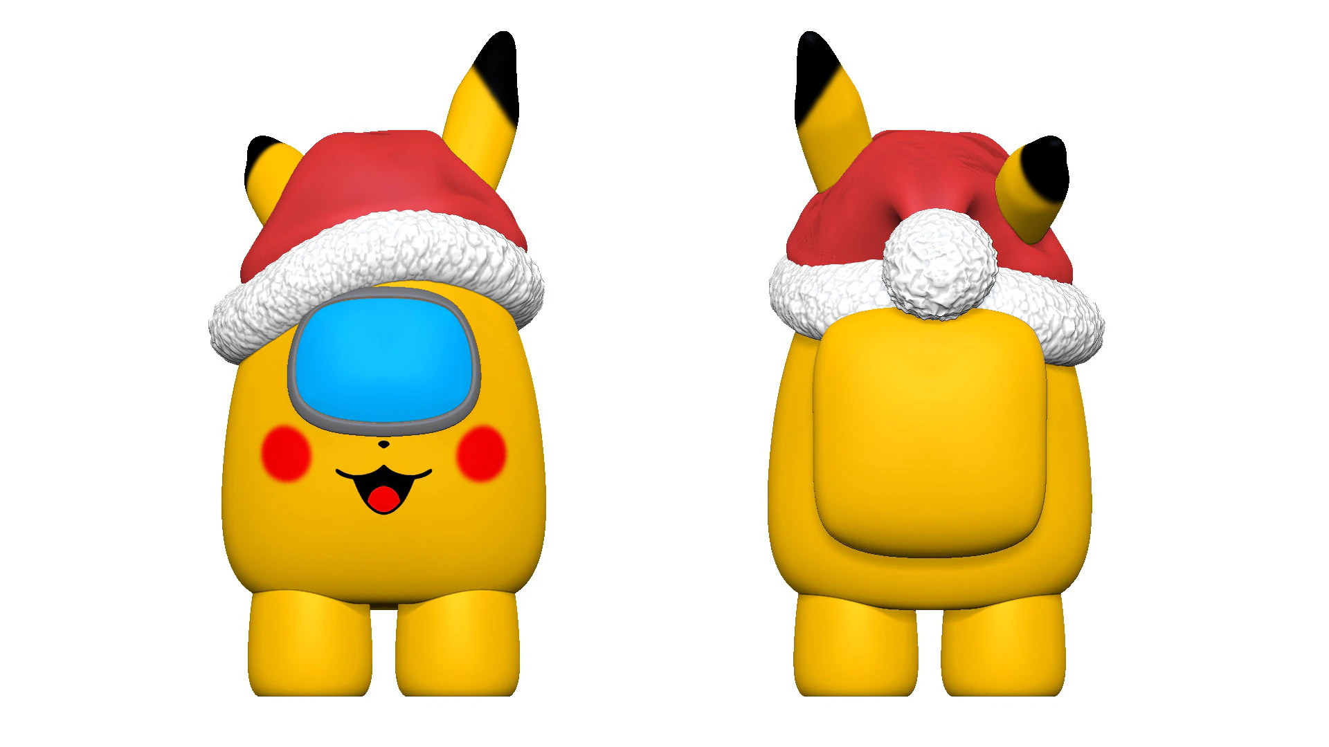 S00062 Christmas Pikachu Crewmate Cute Holiday 3D Print Model .c4d .max .obj .3ds .fbx .stl .blend 