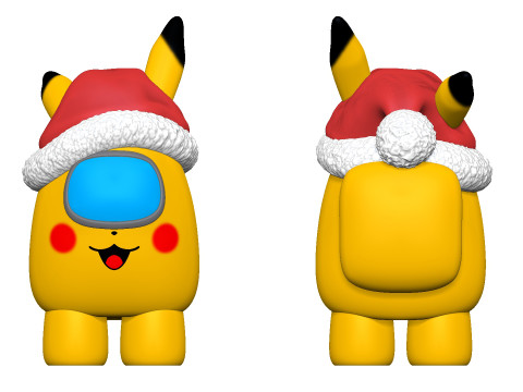 S00062 क्रिसमस पिकाचु क्रूमेट प्यारा अवकाश 3D प्रिंट मॉडल