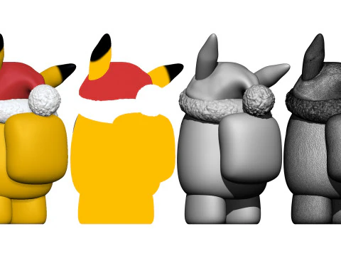 S00062 Christmas Pikachu Crewmate Cute Holiday 3D Print Model