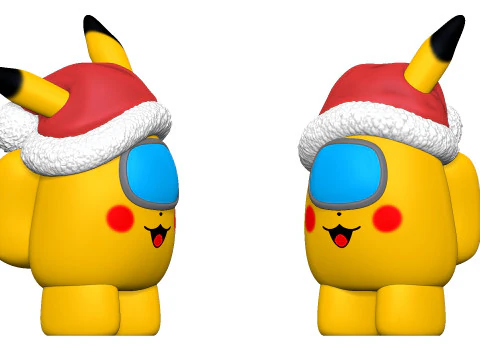 S00062 Christmas Pikachu Crewmate Cute Holiday 3D Print Model