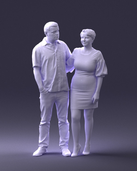 000359 一緒に立っているカップル 3 dp 3Dプリントモデル .c4d .max .obj .3ds .fbx .stl .blend 