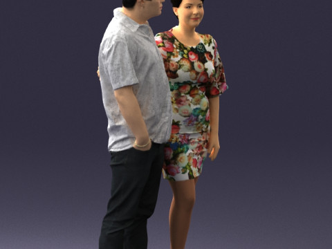 000359 一緒に立っているカップル 3 dp 3Dプリントモデル
