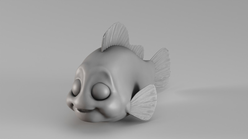 S00058 漫画の魚 3Dプリントモデル .c4d .max .obj .3ds .fbx .stl .blend