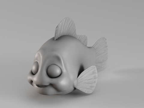 S00058 만화 물고기 3D 프린트 모델