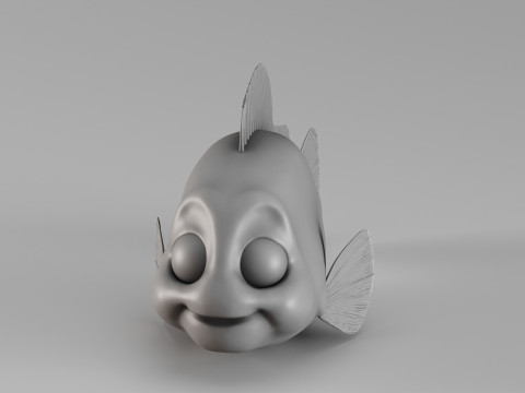 S00058 漫画の魚 3Dプリントモデル