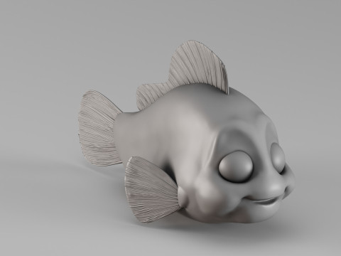 S00058 漫画の魚 3Dプリントモデル