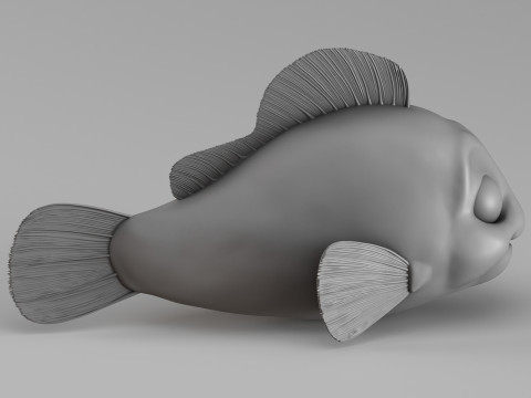 S00058 漫画の魚 3Dプリントモデル