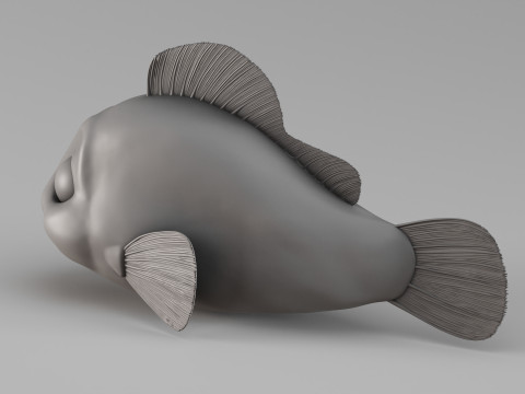 S00058 漫画の魚 3Dプリントモデル