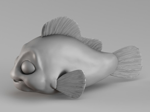S00058 漫画の魚 3Dプリントモデル