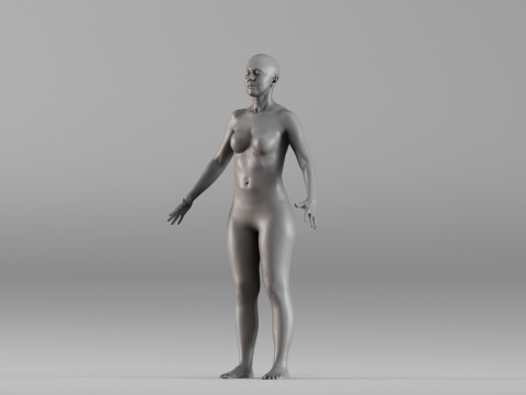 001662 女性解剖现实身体扫描 3D 打印模型