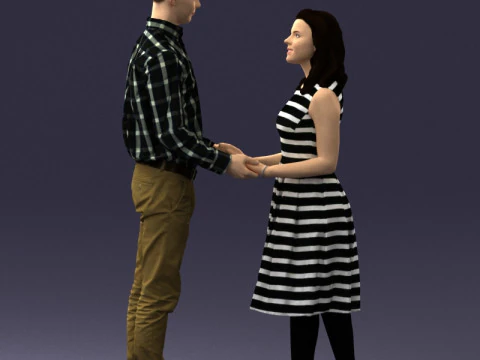 000370 Coppia Tenendosi Per Mano Modello 3D