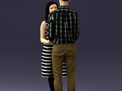 000370 Пара, держащаяся за руки 3D Модель