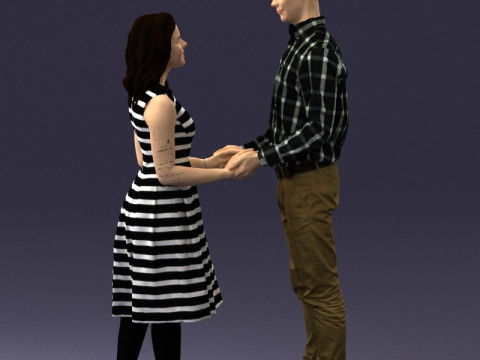 000370 Пара, держащаяся за руки 3D Модель