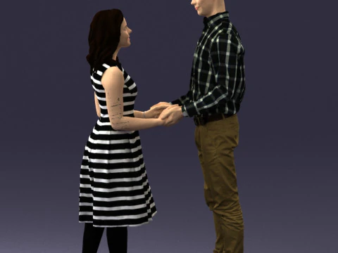 000370 Couple Holding Hands 3D Model