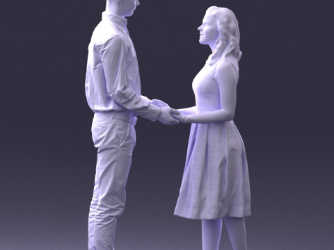 000370 Пара, держащаяся за руки 3D Модель