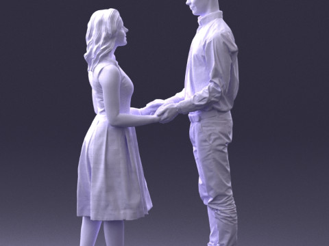 000370 Пара, держащаяся за руки 3D Модель