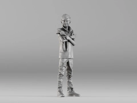 S00029 Boy Holding a Toy 3D Model