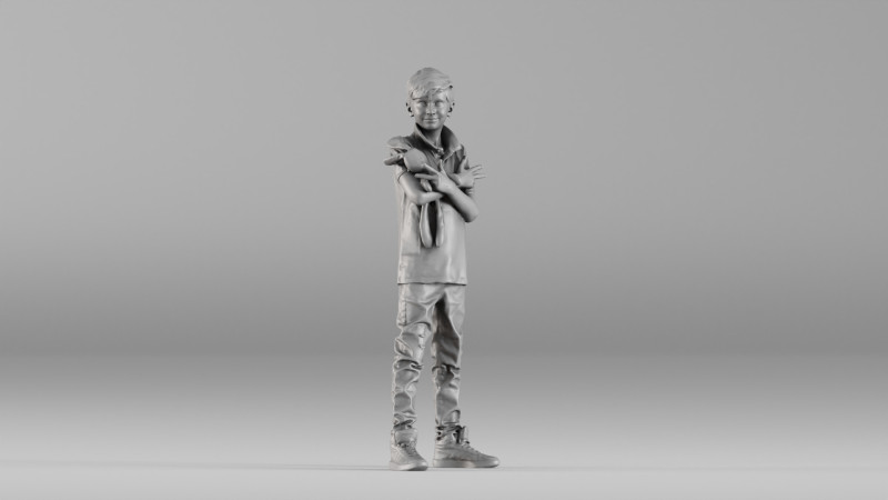S00029 Boy Holding a Toy 3dp 3D Print Model .c4d .max .obj .3ds .fbx .stl .blend 