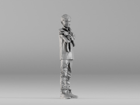 S00029 Boy Holding a Toy 3dp 3D Print Model