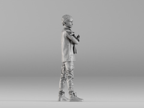 S00029 Boy Holding a Toy 3dp 3D Print Model