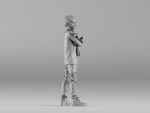 S00029 Boy Holding a Toy 3dp 3D Print Model