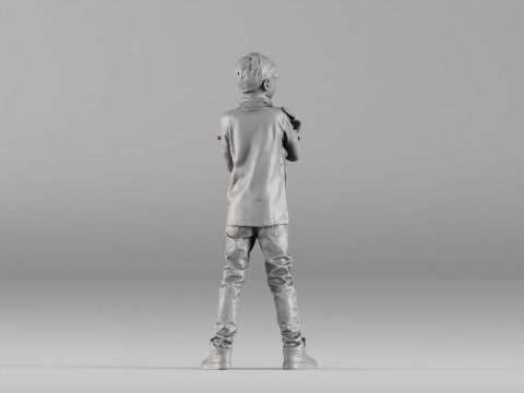 S00029 Boy Holding a Toy 3dp 3D Print Model