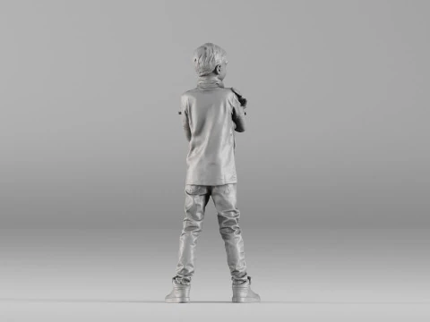 S00029 Boy Holding a Toy 3dp 3D Print Model