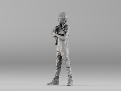 S00029 Boy Holding a Toy 3dp 3D Print Model