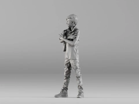 S00029 Boy Holding a Toy 3dp 3D Print Model