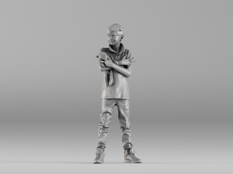 S00029 Boy Holding a Toy 3dp 3D Print Model