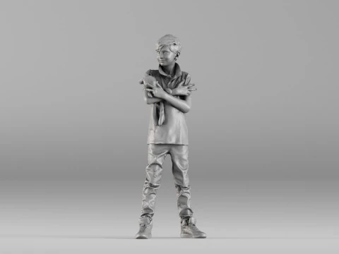 S00029 Boy Holding a Toy 3dp 3D Print Model