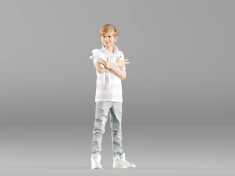 S00029 Boy Holding a Toy 3dp 3D Print Model