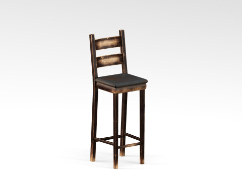 S00034 木质酒吧凳 Lowpoly 3D 模型