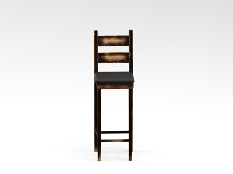 S00034 나무 바 의자 대표성 3D 모델