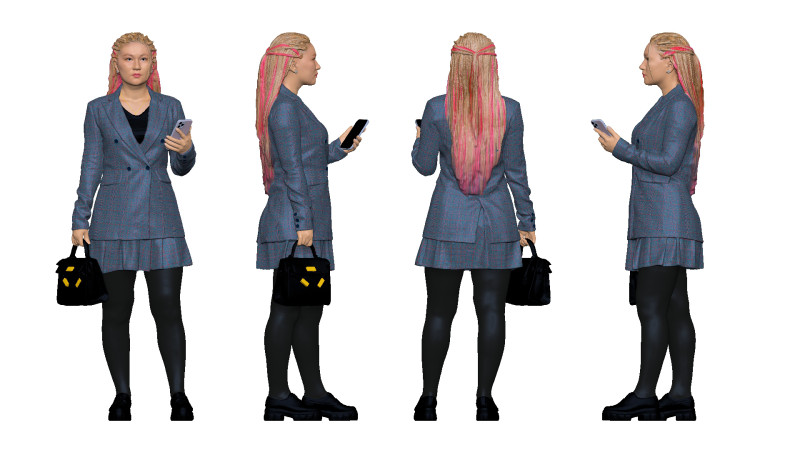 S00038 Жіночий персонаж у сучасному діловому вбранні 3D Модель .c4d .max .obj .3ds .fbx .stl .blend 