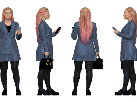 S00038 现代商务服装中的女性角色 3D 模型