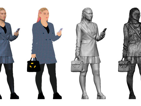 S00038 Жіночий персонаж у сучасному діловому вбранні 3D Модель