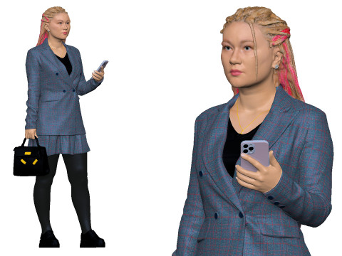 S00038 Жіночий персонаж у сучасному діловому вбранні 3D Модель