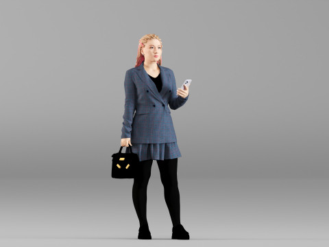 S00038 Жіночий персонаж у сучасному діловому вбранні 3D Модель