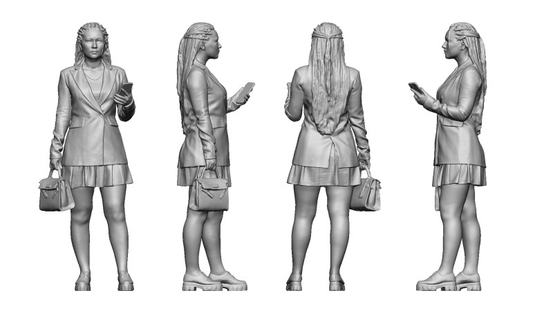 S00038 Personaggio femminile in un moderno abito da lavoro 3dp Modello di stampa 3D .c4d .max .obj .3ds .fbx .stl .blend 
