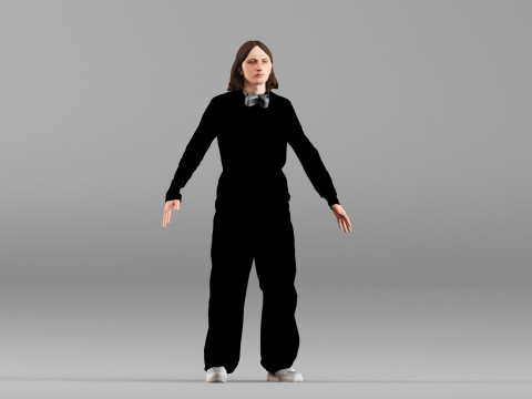 S00101 Karakter Pria dalam Pose T Netral Model 3D