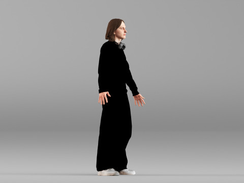 S00101 Karakter Pria dalam Pose T Netral Model 3D