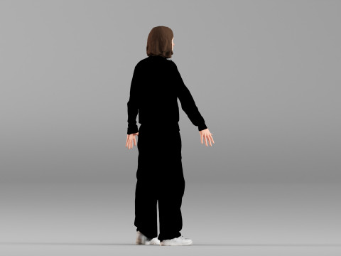 S00101 Karakter Pria dalam Pose T Netral Model 3D