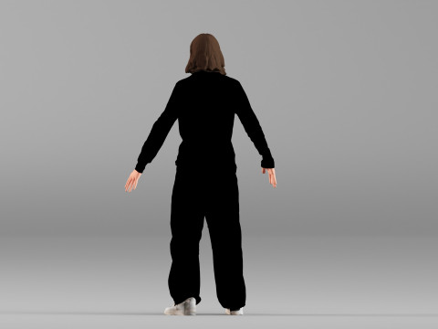 S00101 Karakter Pria dalam Pose T Netral Model 3D