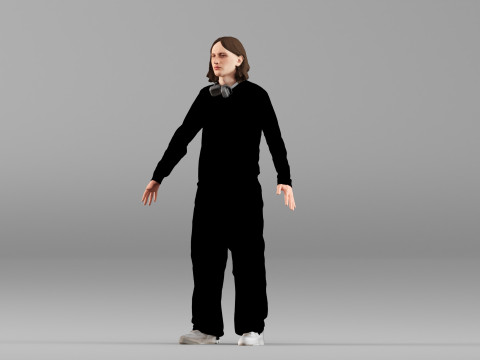 S00101 Karakter Pria dalam Pose T Netral Model 3D