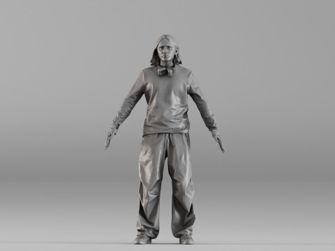 S00101 Karakter Pria dalam Pose T Netral Model 3D